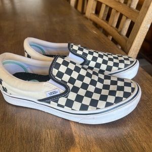 Checkered slip on vans